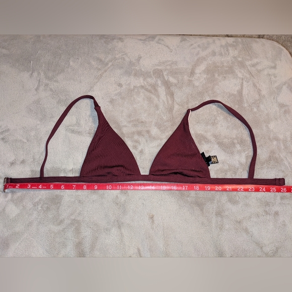 L.A. Hearts Triangle Tie Strap Bikini Top (Small) in Wine color - Picture 6 of 8